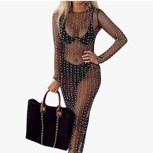 Beaded mesh dress.
